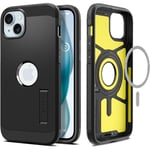 Spigen iPhone 15 (6.1) Tough Armor MagFit Case - Black Drop-Tested Military Grade - MagSafe Compatible - Heavy Duty - 3-Layer Extreme Protection - Air Cushion Technology - Dual Layer Protection