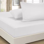 Imperial Rooms Fitted Sheet 40 Cm - Brushed Microfiber Single Bed Sheets Easy Care Soft Extra Deep Fitted Bed Sheet - Shrinkage and Fade Resistant (White)