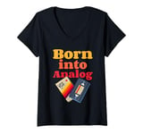 Womens Analog Vintage Video Cassette Tape VHS 80s V-Neck T-Shirt