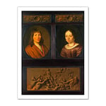 Artery8 Van Slingelandt Portraits Man And A Woman Painting Artwork Framed Wall Art Print 18X24 Inch