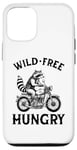 Coque pour iPhone 13 Wild Free Hungry Racoon Moto Rider Biker Raton laveur