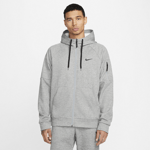 Nike Men's Full-zip Fitness Hoodie Therma-fit Urheilu DARK GREY HEATHER/PARTICLE GREY/BLACK