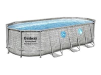 Kit piscine tubulaire ovale Bestway Power Steel SwimVista avec hublots 5,49 x 2,74 x 1,22 m + 6 cartouches de filtration + Pompe à chaleur