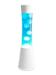 fisura. - Lampe à lave bleue. Base blanche, liquide bleu et lave blanche. Lampe d'ambiance originale. Avec ampoule de rechange. 11 cm x 11cm x 39,5 cm.