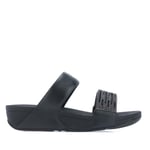 Fitflop Womenss Fit Flop Lulu Lasercrystal Leather Slide Sandals in Black Leather (archived) - Size UK 8