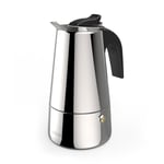 Xavax | Italian Stainless Steel Coffee Maker (Espresso Coffee Maker, 4 Cups 200 ml, Suitable for All Types of Kitchens) Silver Color.