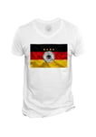 T-Shirt Homme Col V Blason Drapeau Allemagne Foot Equipe National Embleme Sport