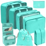 9 Set Packing Cubes Bagage Packing Organizers för resetillbehör green