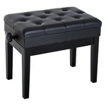 HOMCOM Banquette Tabouret siège pour Piano Hauteur réglable 55L x 33l x 48-58H cm Coffre de Rangement Interne Assise revêtement synthétique capitonné Bois Noir