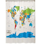 SKL Home Rideau de Douche Motif Carte du Monde par Saturday Knight Ltd. Multicolore 177,8 x 182,9 cm