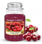 YANKEE CANDLE Black Cherry Large Jar Candle 623g Burn Time Up To 150 hours!