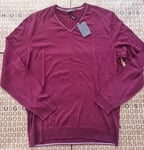 New Hugo Boss Selection red burgundy thin knit mens jeans pullover jumper top XL