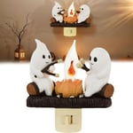 2024 Ghost Campfire Nattlampa, Halloween Nattlampa, 3D LED Liten Elektrisk Pumpa Lampa