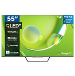 Metz Smart TV QLED + MQD7500 4K UHD 55 Pouces Google TV Téléviseur Dolby Vision Atmos HDR 10+ Wi-FI DTS Chromecast Contrôle Vocal Google Assistant Tuner DVB-T/-T2/-C/-S/-S2 CI+ (2024 Modèle, Noir)