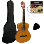 Tiger CLG2 3/4 Size Classical Spanish Guitar Beginners Complete Starter Kit for Ages 9 – 11, Natural