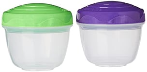 Sistema Yogurt TO GO Food Storage Containers, 150 ml, Small Snack Pots, BPA-Free, Ideal for Yoghurt, Sauces & More, 2 Count