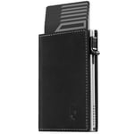 DODENSHA MagSnap Portefeuille pour Homme I Slim Wallet avec Compartiment à Monnaie I Wallets for Men pour Plus de 10 Cartes I Fermeture magnétique Portefeuille I Protection RFID (Noir/Argenté)