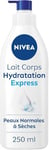 NIVEA Lait corps Hydratation Express 72h (1 x 250 ml) — Lait hydratant à l'Acide Hyaluronique pur — Soin pour le corps hydratant rapide — Sérum nourrissant peaux normales