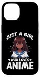 Coque pour iPhone 14 Just a Girl Who Loves Anime Merch Afro-Américain Afro