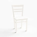 Toscohome - Chaise en bois blanc mat avec assise rembourrée