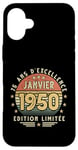 Coque pour iPhone 16 Plus Janvier 1950 Cadeau Anniversaire Janvier 1950 75 ans Homme