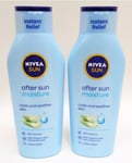 2 X 400ml NIVEA SUN Large After Sun Moisture Lotion with Aloe Vera