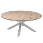 Table de jardin 8 personnes Oriengo coloris acacia et blanc Hesperide ⌀160 x H.75,5 cm