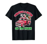 Christmas on the Farm Red Truck Animal Festive Xmas Holiday T-Shirt