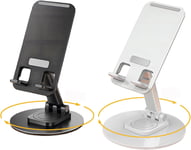 Lot De 2 Supports De Téléphone Portable, Réglables Et Rotatifs À 360°, Entièrement Pliables, Compatibles Avec Iphone 15, 14, 13 Pro , Smartphones Et Tablettes (Noir Et Blanc)