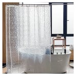 Rideau de Douche Transparent, 180x180cm 3D Rideau Douche Salle de Bain peva Anti-moisissure Antibactérien Imperméable Lavable avec Anneaux Crochets