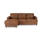 Paul Canape dangle gauche 4 places - Tissu Marron vintage - Contemporain - l 215 x p 140 cm