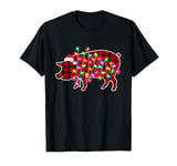 Plaid Buffalo Pig Christmas Pajamas Family Xmas Lights Women T-Shirt