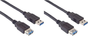 Rallonge USB 3.0,Câble de Données SuperSpeed Jusqu'à 5 Gbit/S,Câble de Charge,USB 3.0 Type A Femelle vers Mâle,9 Broches,3 Blindages,Couleur Noir,Longueur (Lot de 2)