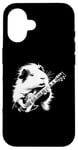 Coque pour iPhone 16 Cochon d'Inde jouant de la guitare électrique Rock Star Guitarist