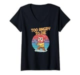 Womens Too Angry To Die Funny Retro Video Game Pixelated Design V-Neck T-Shirt