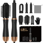 Hair Styler 6 en 1, Set de Coiffure Airstyler avec Sèche-Cheveux à Brosse Ronde, Brosse à Air Chaud, Fer à Friser Airflow Automatique, Sèche-Cheveux, Brosse à Lisser les Cheveux (Noir)