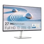 Dell S2725H 27 Inch Full HD (1920x1080) Monitor, 100Hz, IPS, 4ms, 99% sRGB, Built-in Speakers, Ultrathin Bezel, 2x HDMI, 3 Year Warranty, White