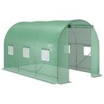 3.5 x 2m Walk-In Polytunnel Greenhouse with Roll Up Door Windows