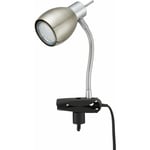Etc-shop - Lampe à pince nickel mat Lampe à pince Lampe à pince led avec prise, lampe de table liseuse, spot mobile, métal noir, 1x led 3W 250Lm