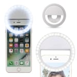 Clip-On Selfie Lampa för Smartphone LED Ring Light vit