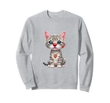 Red Cat Nose Funny Day 2024 Red Cat Nose Cat Kids Girls Sweatshirt