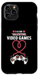 Coque pour iPhone 11 Pro V is For Video Games Gamers Couples Saint Valentin