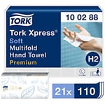 Tork Xpress Premium Hand Towels H2 M-fold White 2 Ply 100288 Pack of 21 of 110 Sheets