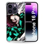 Cokitec Coque Renforcée pour Apple Iphone 16 Pro Manga Demon Slayer Tanjiro