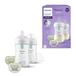 Philips Avent Kit biberons Natural Response: 2 biberons anti-coliques 260 ml avec tétines T3 (1 mois +), 2 sucettes ultra air (modèle SCD657/12)