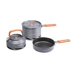 Fire-Maple Kit de Casserole Camping Batterie de Cuisine Compact Design Imbriqué Échangeur de Chaleur Marmite Aluminium,Bouilloire et Poêle Antiadhésive Idéale pour Pêche,Pique-Nique et Camping