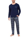 Irdcomps Pyjama Homme Hiver Coton Ensembles Pyjamas à Manches Longues et Chauds Vêtements de Nuit Homme avec Décolleté Henley Vêtements de Détente aux Couleurs Contrastées pour Hommes Deux Pièces