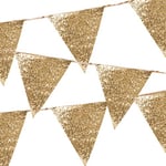 Talking Tables Reusable Party Garland Hanging Decorations | Made, Gold PU Glitter Bunting. 3M