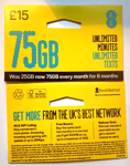 £15 EE Sim Card Pay As You Go Pack 75GB Data Unlimited SMS