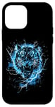 Coque pour iPhone 12 mini Tigre Lightning Bleu ciel Art de la faune Animal